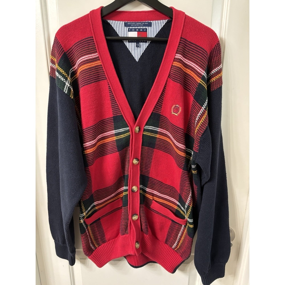 Vintage Tommy Hilfiger 90's Tartan Sweater Oversized Unisex Large Preppy Grandpa